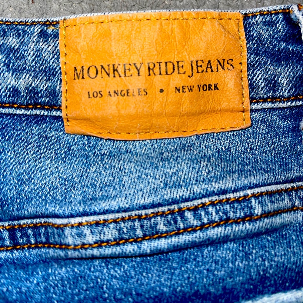 SOLD Monkey Ride Jeans Women's 15/32 Skinny Dark Wash Blue Denim Distressed